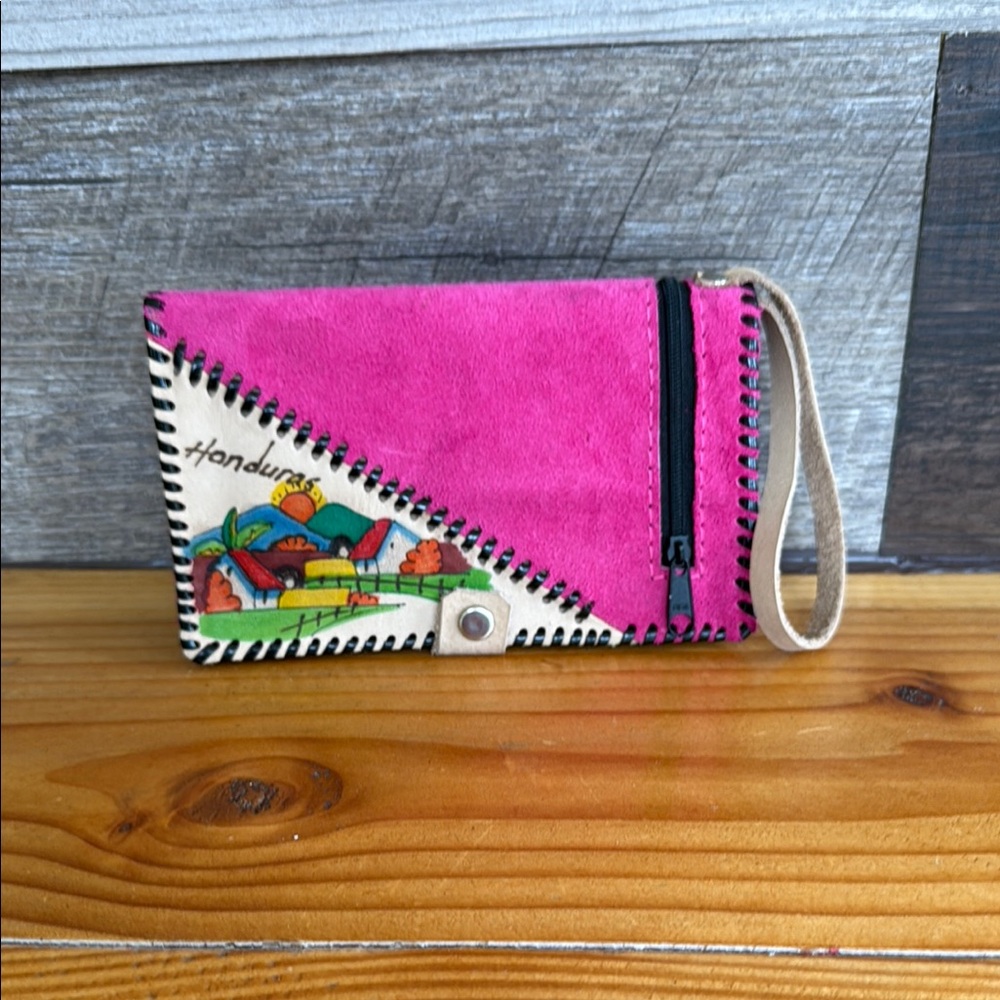 Handmade Pink Suede Wallet